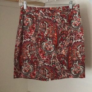 Coral and tan Loft pencil skirt